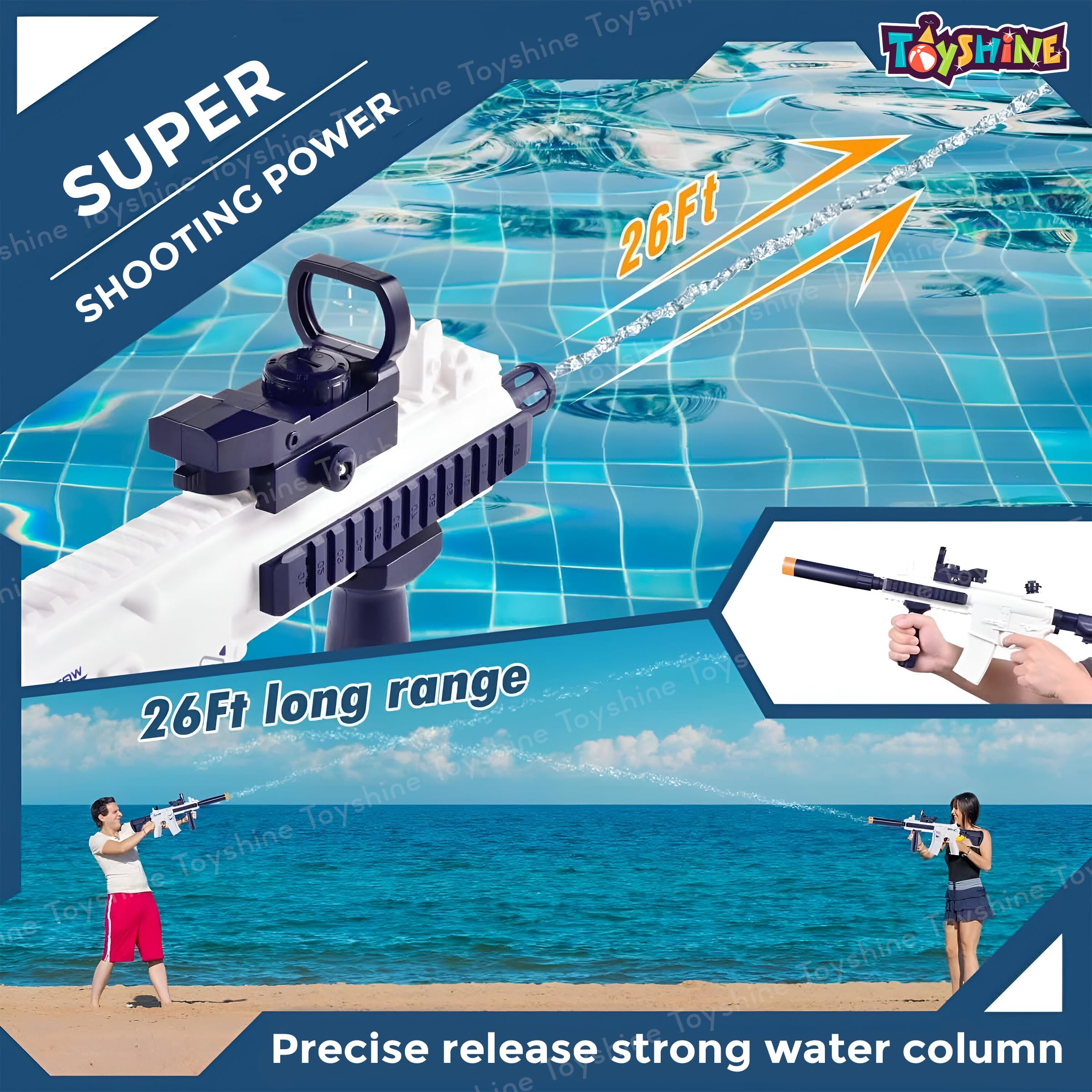 Toyshine M416 Electric Water Gun Toy with 25-30Ft Range | Self-Filling | Rechargeable | High Pressure Mechanism Fun Toy for Kids Holi Party and Outdoor Water Fun 2
