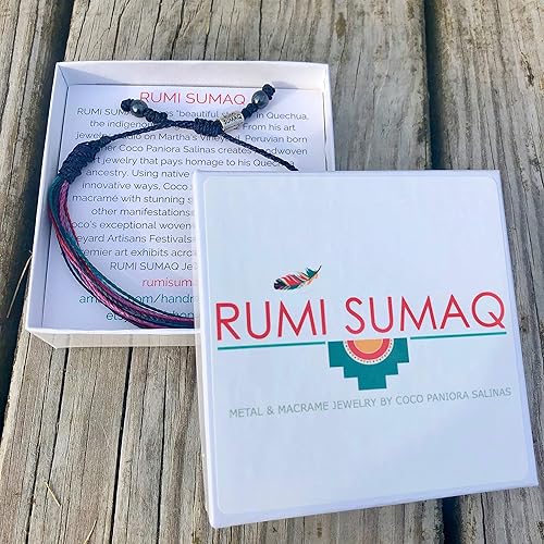 Miniatura 3 de Surfer String Rope Bracelet with Hematite Stones in Navy, Red, Purple Multi for Men and Women - Handmade Jewelry by Rumi Sumaq