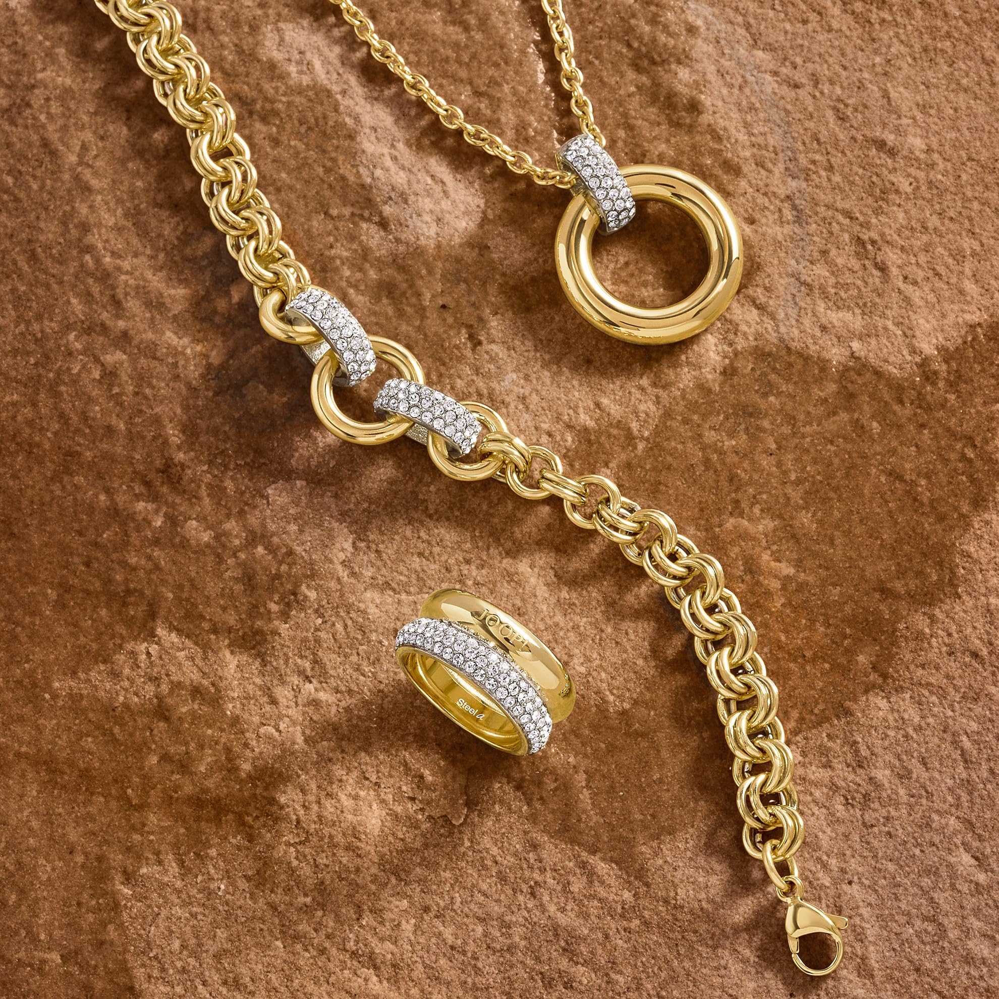 JOOP! Ring Edelstahl Damen Ringe, mit Zirkonia synth., Weiß, Kommt in Schmuck Geschenk Box