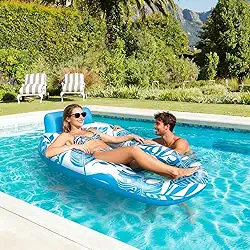 Boia Inflável Para Piscina Adultos 152cm x 100cm, Espreguiçadeira Flutuante Com 2 Porta-Copos, Suporta até 100kg, Ideal para Piscinas, Lagos e Praias