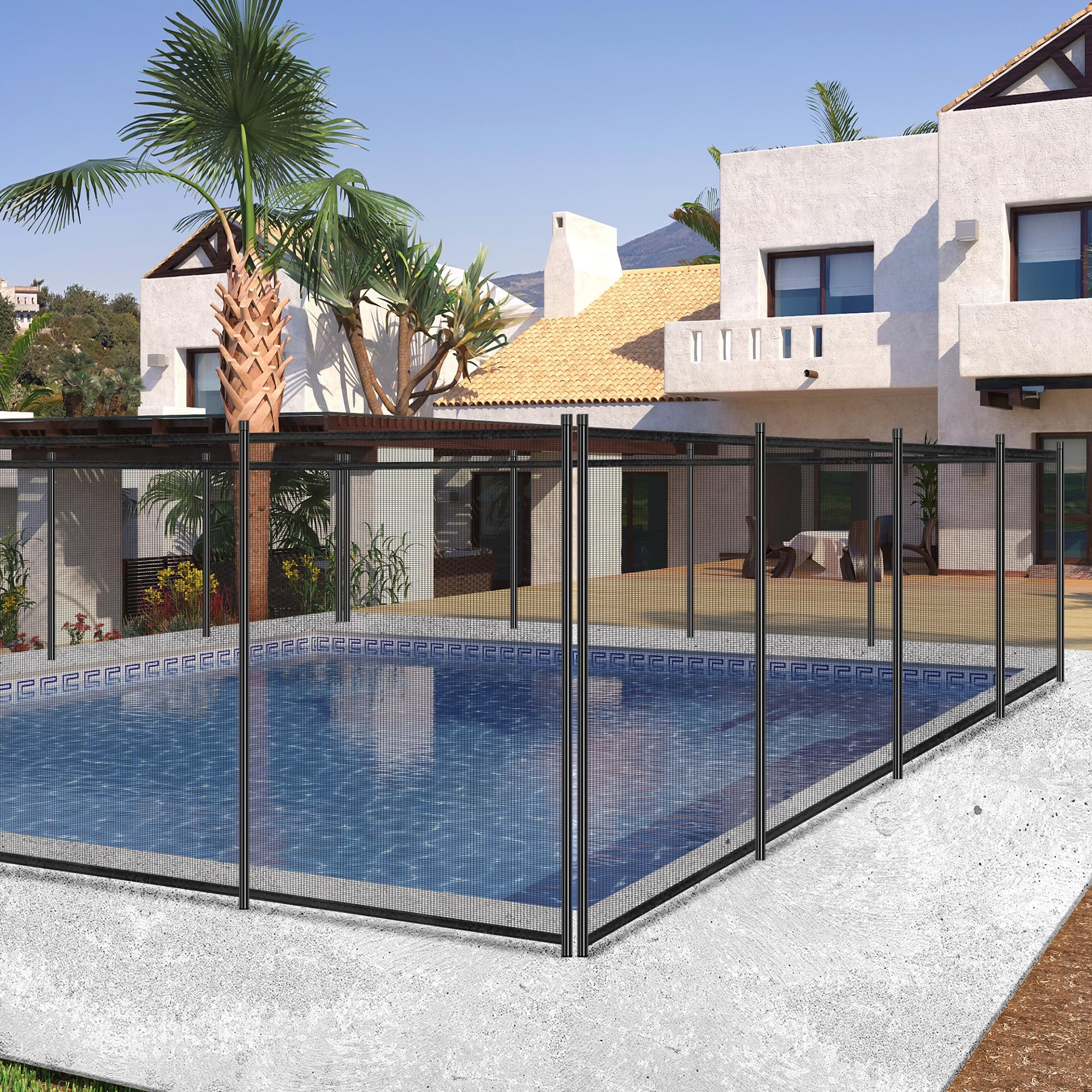 VIVOHOME Pool Fence 4FT x 12FT, 320GSM Teslin Mesh Removable Child Safety Pool Fence with Stainless Steel Tubes for Backyard Garden Pool Safety