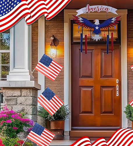 Miniatura 5 de CoTa Global Carillón de viento American Eagle  Campana de viento patriótica para interiores o exteriores, decoración del hogar con campanas