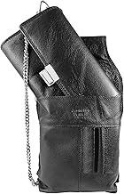 LEONARDO VERRELLI Waiter Wallet Leather Waiter's Wallet, Wallet, Women's Men's Wallet with or without Holster, Pocket with Chain and Large Coin Compartment, black, Standard size, Nappa leather - black