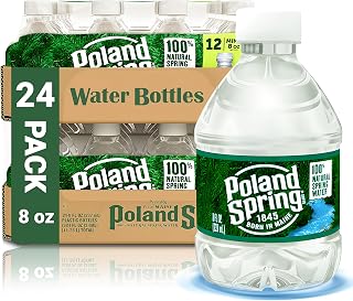 Poland Spring 8 oz Mini Water Bottles 24 Pack - Natural Spring Water for School, Office, Travel & Workouts