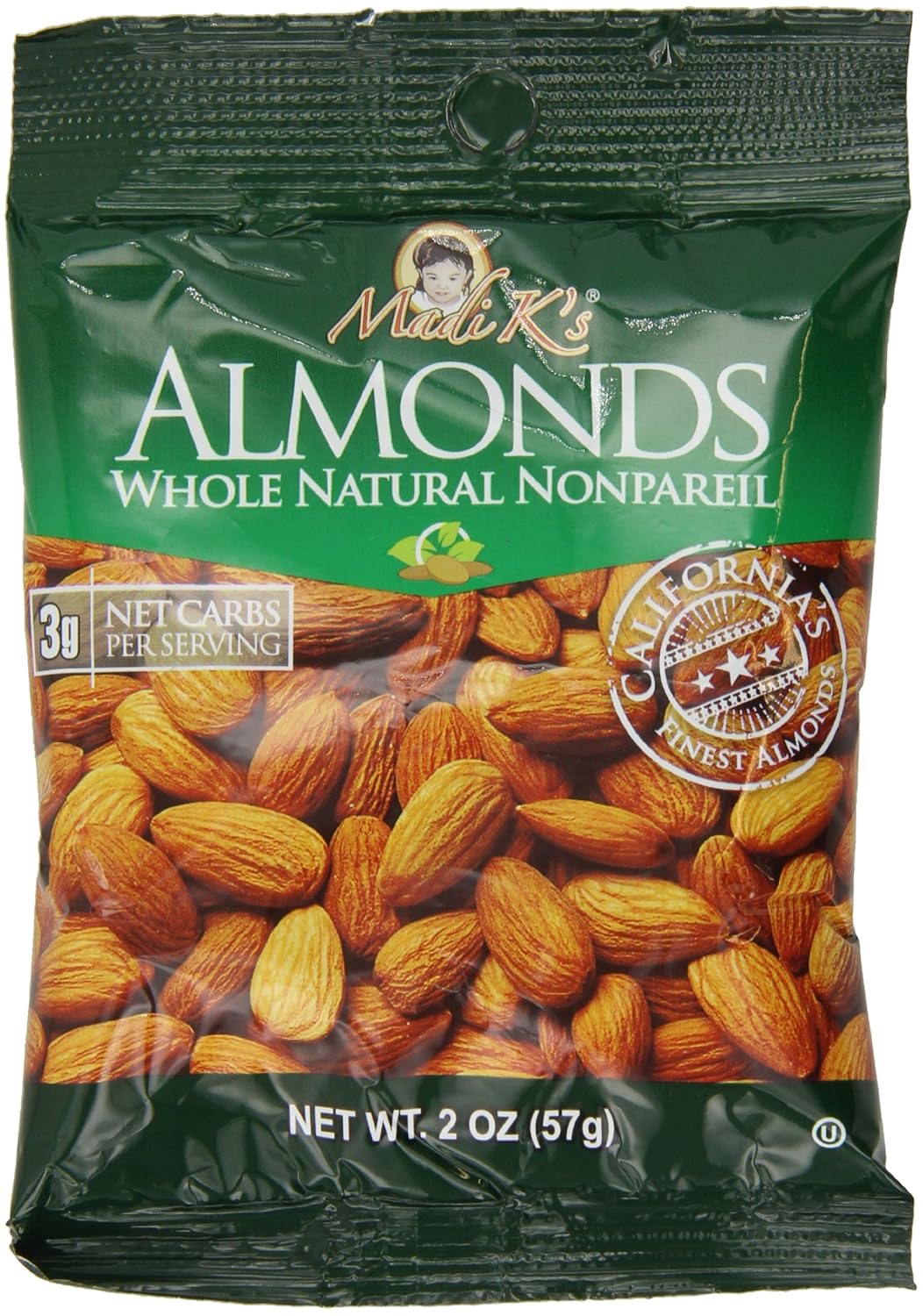 Madi K's Whole Natural Almonds, 2 Ounce (Pack of 36)
