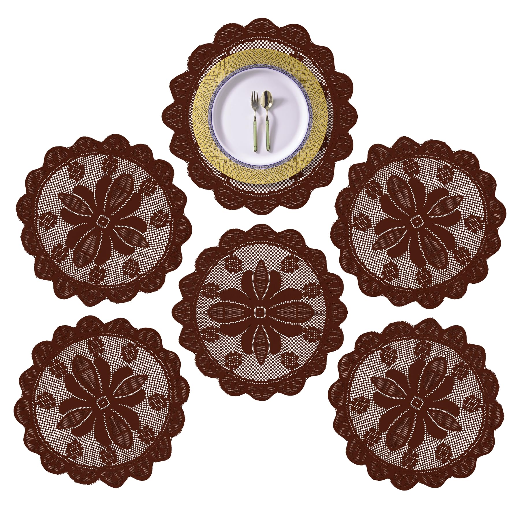 Kuber Industries Placemat | Dining Table Placemat | Center Table Mats | Round Plain Net Placemat Set | Side Table Placemats for Hotel-Home Décor | 20 Inch | Pack of 6 | Maroon (B0CNP9M3R3) Amazon Price History, Amazon Price Tracker