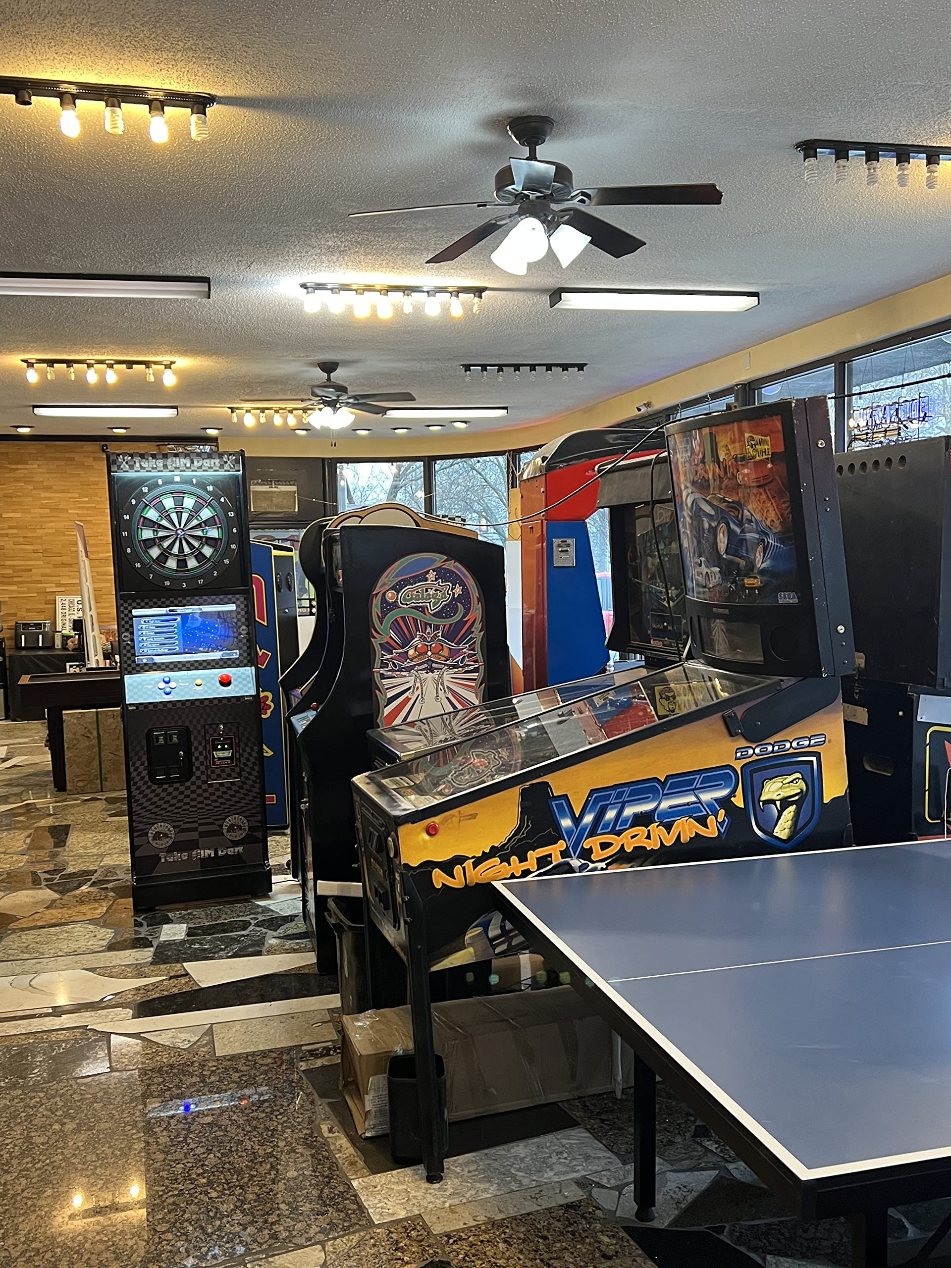 Heavy Duty Commercial Grade Coin Operated Take Aim Dart Board with Dollar Bill Acceptor (Checker Black and Gray)