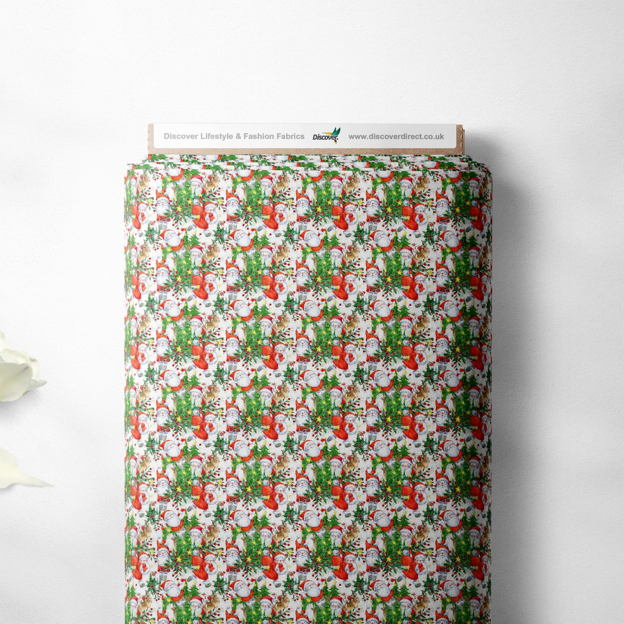 100% Cotton Christmas Xmas Printed Design Quilting Craft Dress Quality Childrens Kids Sewing Fabric Material | 55" - 140 cm Wide (per Half Metre, Santa Claus)