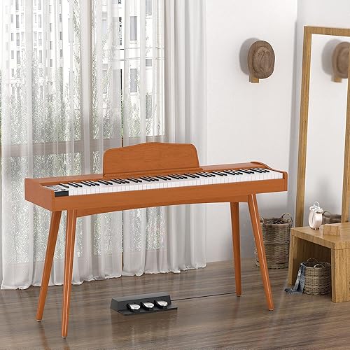 Miniatura 9 de HEXANT Hammer - Piano de teclado digital de 88 teclas, piano eléctrico de madera de tamaño completo, con 3 pedales, conexión MIDI, teclado