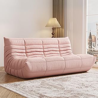 Bean Bag Chair, Fireside Chair, Large Bean Bag Chair for Adults, Bean Bag Chairs for Teens with High-Resilience Foam, Non-Slip Base Floor Lounge Sofa,Living Room (Pink, 3-Seater)