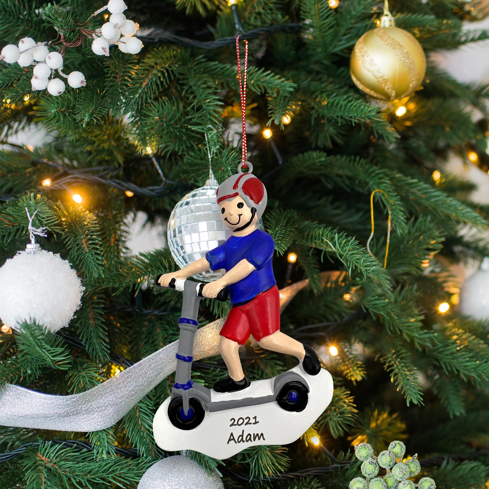 Amazon.com: Personalized Boy Kid Riding Scooter Rider Christmas
