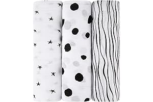 Ely's & Co. Soft Muslin Swaddle Blanket (Black & White)