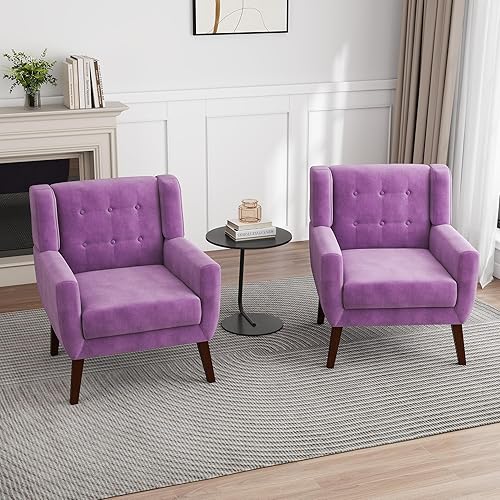 Miniatura 21 de UIXE Silla de Acento Floral, Sillón Moderno Tapizado en Tela para Sala de Estar, Cómodas Sillas de Club con Brazos Sofá Individual con Botones
