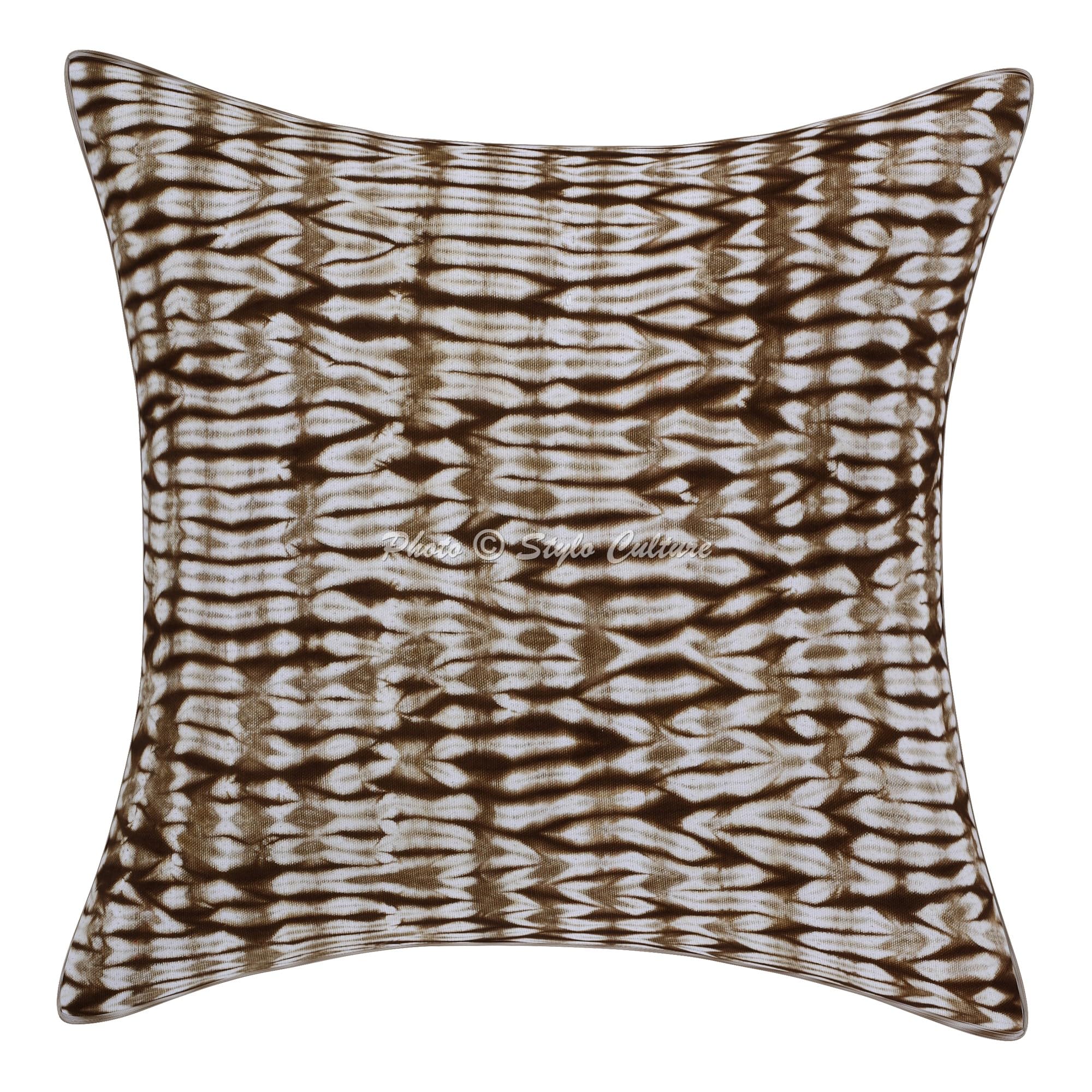Bohemien Dekorativ Baumwolle Couch Kissenbezüge 50x50 cm Braun Dekokissen Shibori Tie Dye Schlafzimmer Sofa Kissen Bezüge Batik Quadrat Dekokissenbezüge Kissenhullen - 5 STK.