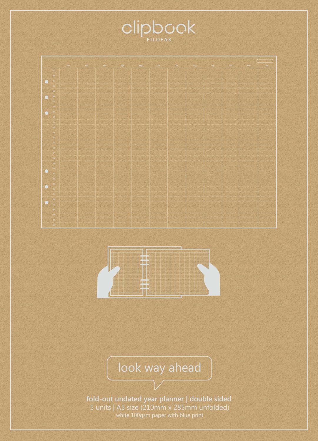 Filofax 345001 Clipbook, Personal Organizer, Refill, A5, Ear Planner, Undated, White