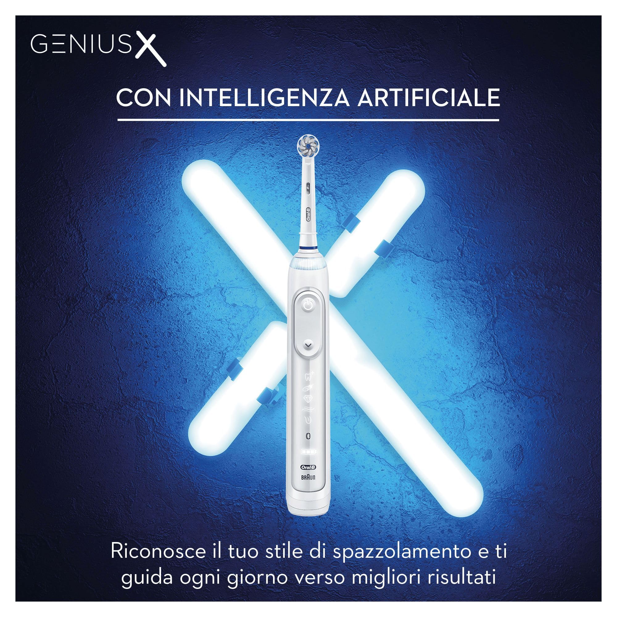 Oral-B Genius X Spazzolino Elettrico 6 Modalità di Spazzolamento, Protegge le Gengive, Azione Sbiancante, Intelligenza Artificiale, 1 Testina, Batteria Litio, Idea Regalo, Bianco