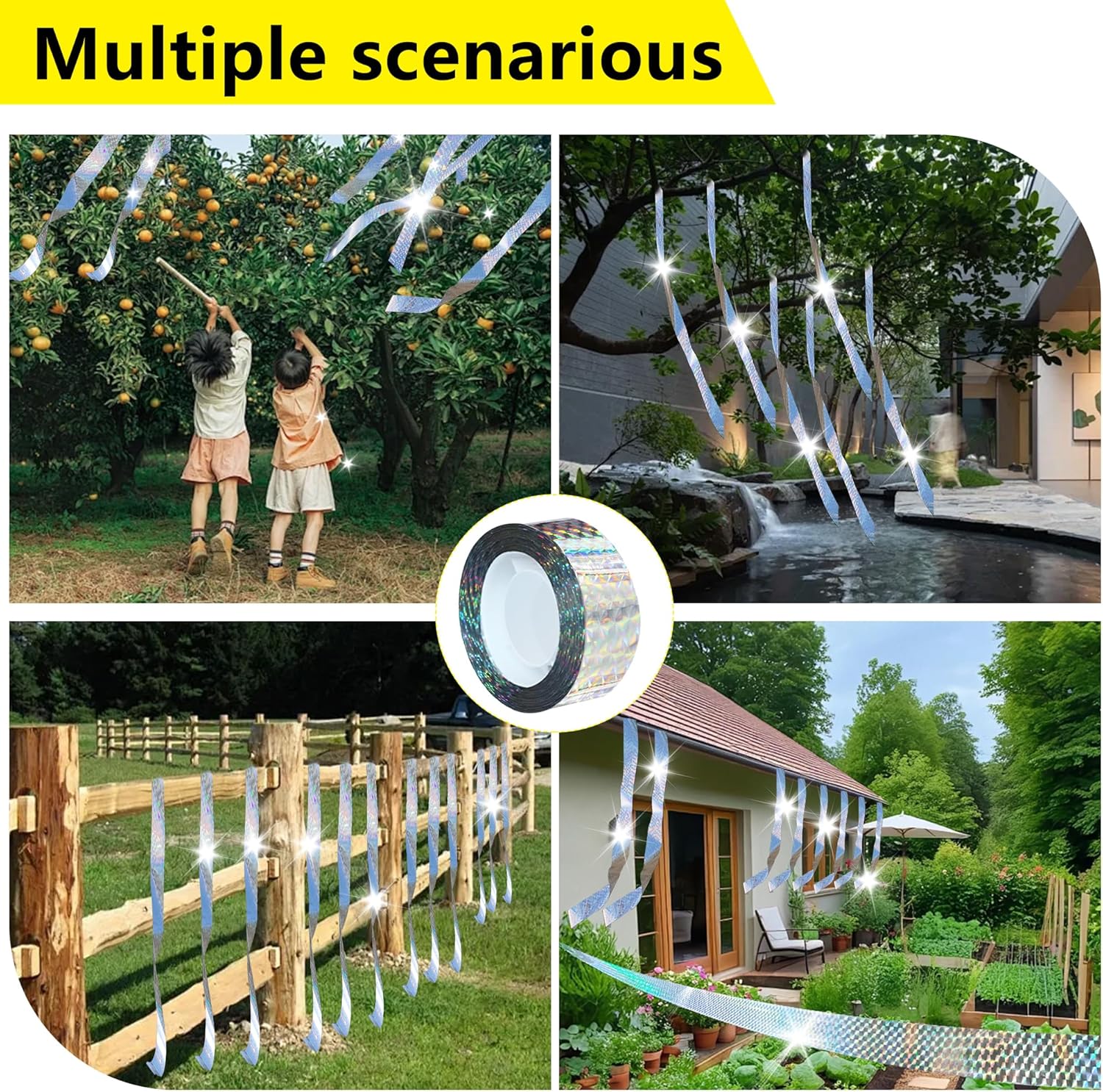 Bird Scare Reflective Tape, 262 Feet per Roll, Double-Sided Reflective, for Repelling Sparrows and Woodpeckers, Suitable for Outdoor Use in Homes, Gardens, Farms, Orchards,Outdoor - Image 8