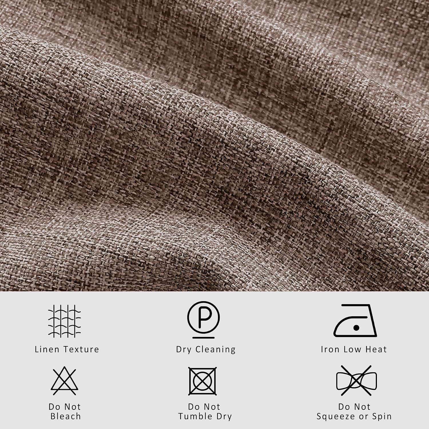 Macochico Pinch Pleated Full Blackout Curtains for Bedroom Living Room Taupe Linen Curtains Thermal Insulated and Noise Reducing Window Panels with Tieback Shabby Chic Decor 84”Wx84”L 1 Panel