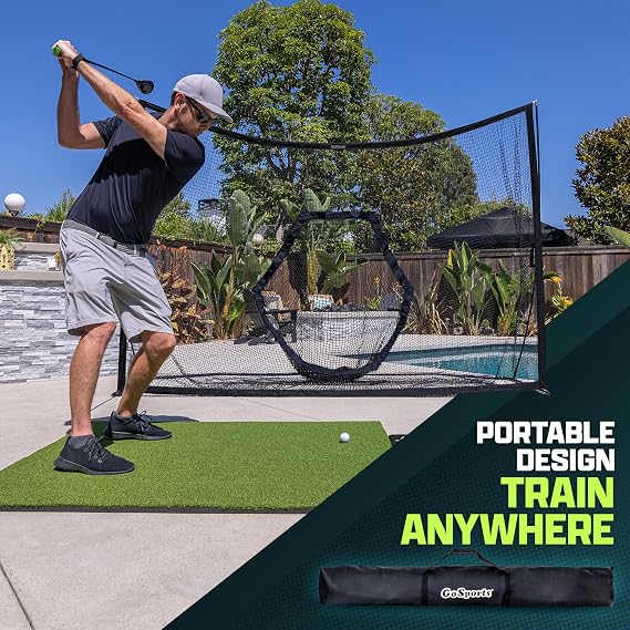 GoSports Golf Practice Hitting Net - Choose Between Huge 10'x7' or 7'x7' Nets -Personal Driving Range for Indoor or Outdoor Use - Designed by Golfers for Golfers