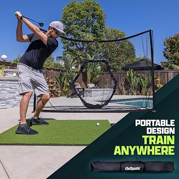 GoSports Golf Practice Hitting Net - Choose Between Huge 10'x7' or 7'x7' Nets -Personal Driving Range for Indoor or Outdoor Use - Designed by Golfers for Golfers