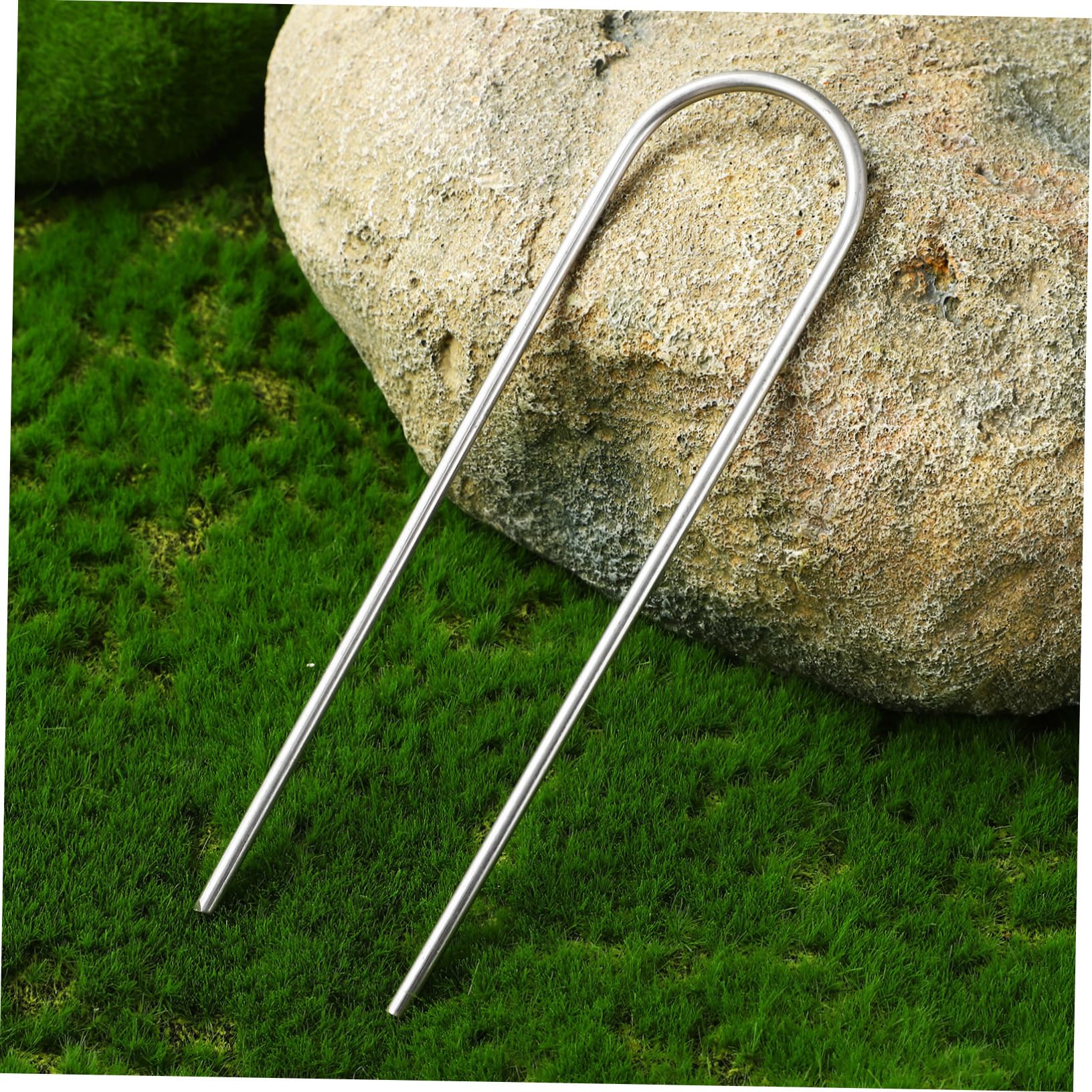 POPETPOP 100pezzi Picchetti da Terra per Giardino Forma di u Chiodi per Rete Picchetti da Prato Resistenti alla Ruggine Graffette per Ancoraggio Teli e Tubi Irrigazione