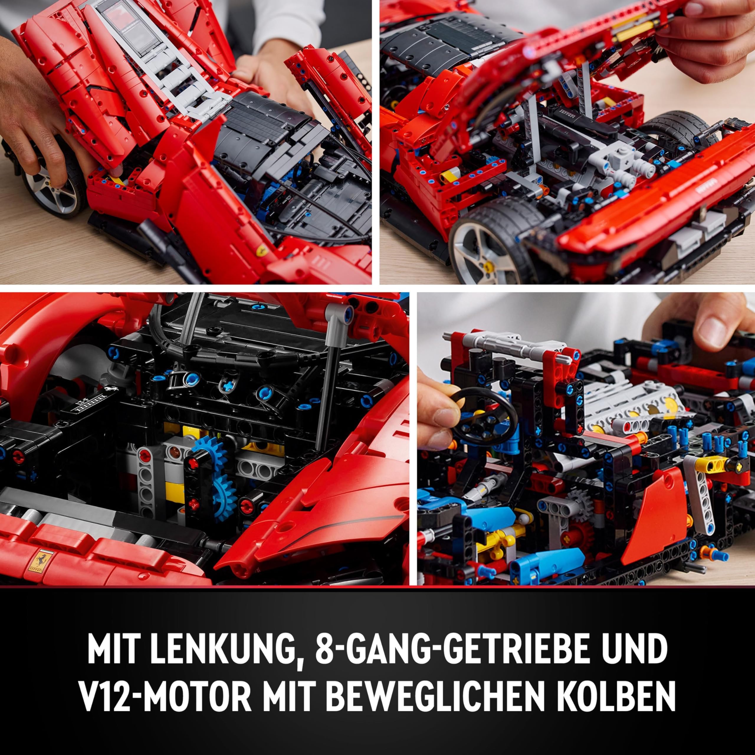 LEGO 42143 Technic Ferrari Daytona SP3 Modellauto-Bausatz im Maßstab 1:8, roter Super-Sportwagen, erweitertes Auto-Modell Sammlerstück, Ultimate Car Concept
