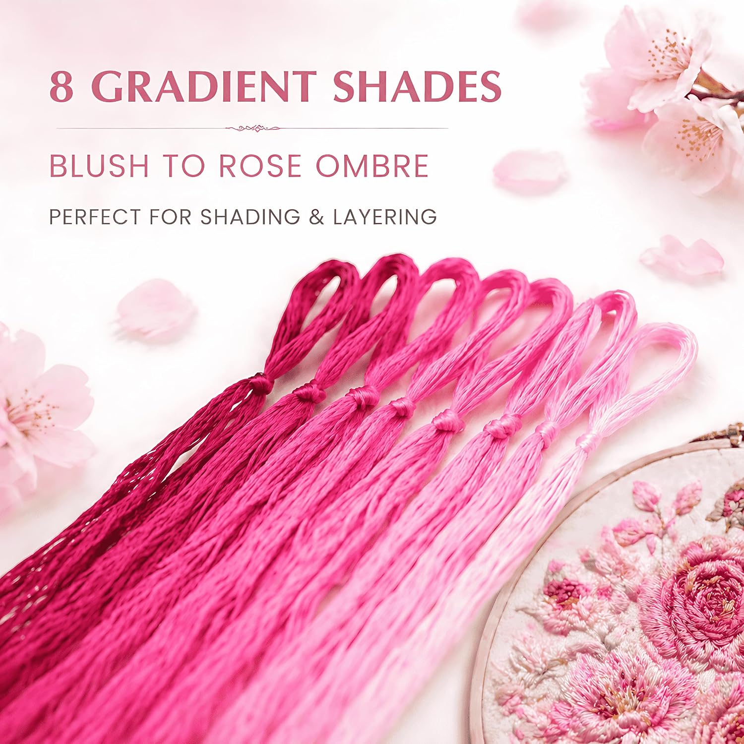 Natural 100% Silk Thread, Handmade Embroidery Thread Silk Floss 8 Colors 110m Each (106)