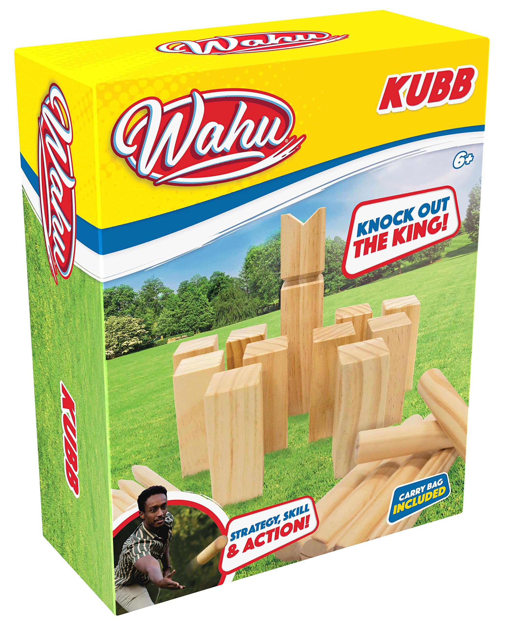 GOLIATH Kubb - Jeu Plein Air - A Partir de 6 Ans - Jeu de Lancer - Quilles en Bois - Idéal pour l'été en Famille ou Entre Amis, Beige