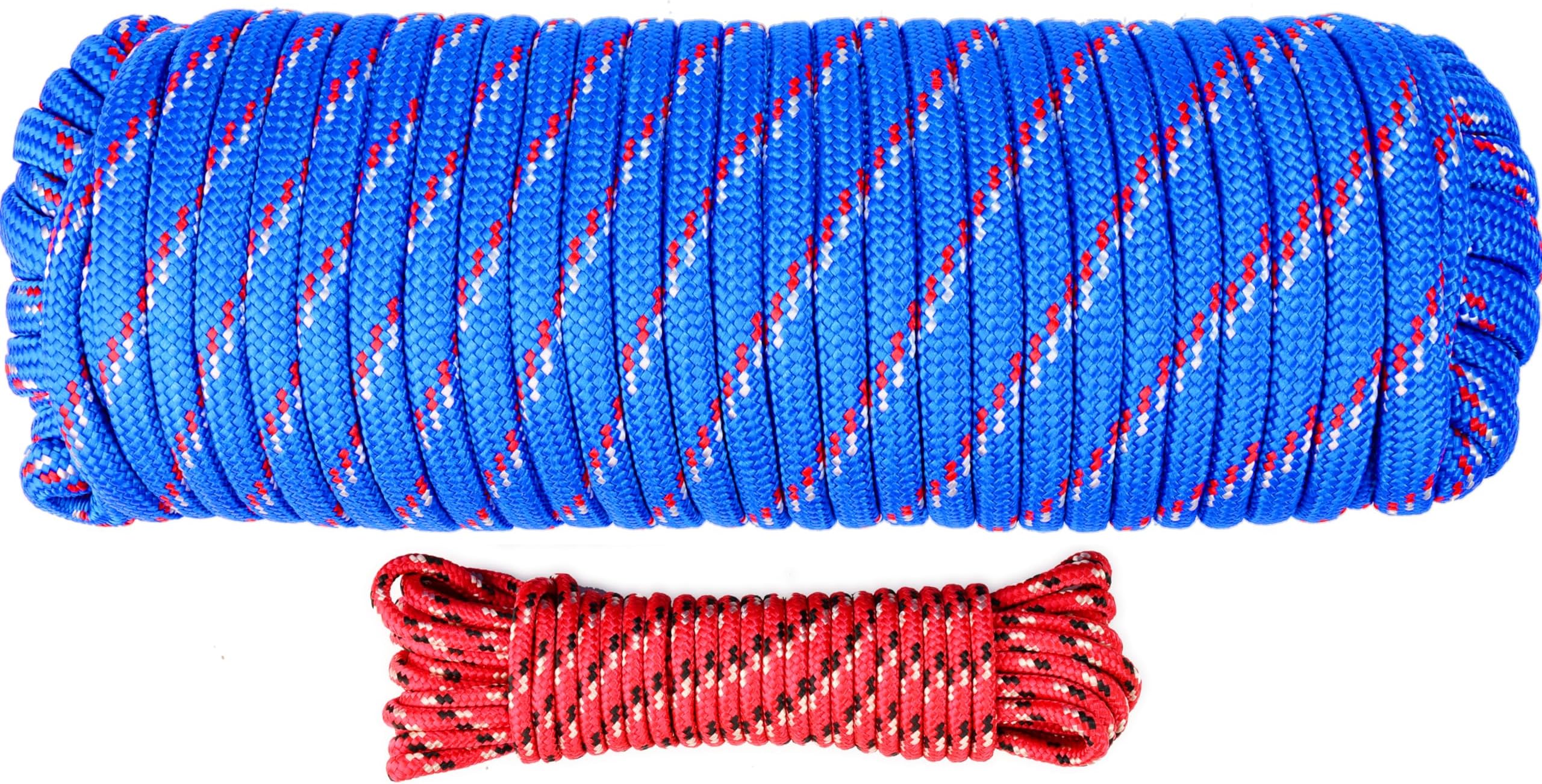 - Wellmax Diamond Braid Nylon Rope, 1/2in X 100FT with Bonus 1/4in x25FT Cord UV Resistant, High Strength and Weather Resistant