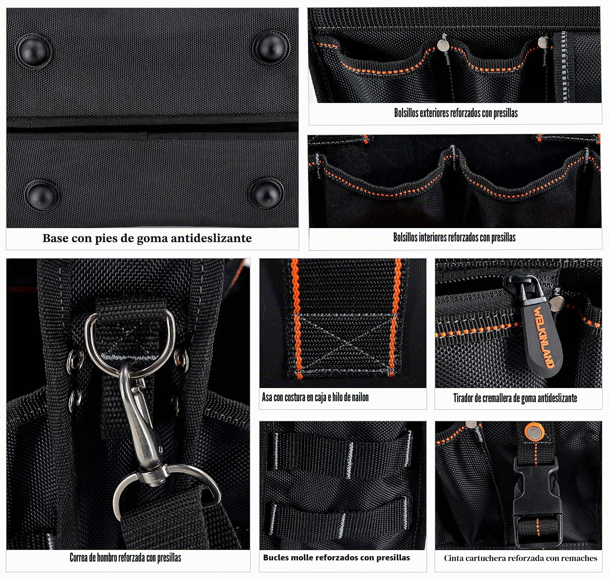 Bolsa de herramientas para electricistas y HVAC – con organizador de enchufes