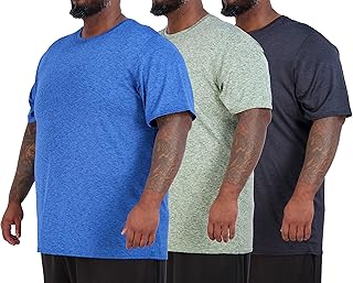 Real Essentials 3 Pack: Men's Big & Tall Short Sleeve Dry Fit Crew Neck T-Shirt