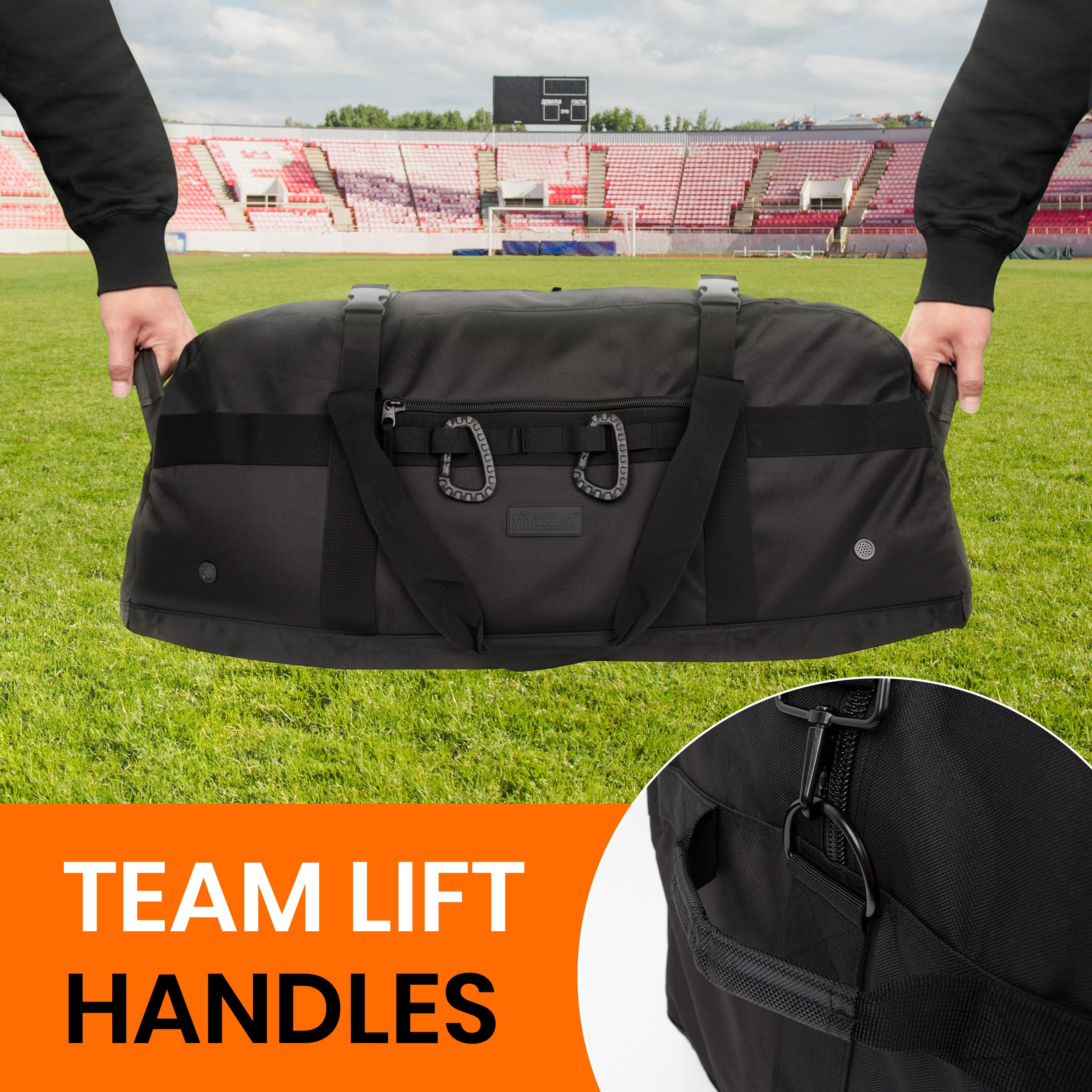 Fitdom Reisetasche mit verstellbaren Schulter- und Kompressionsgurten Perfekt für Team-Trainer und für Fußball, Baseball, Basketball, Hockey und mehr