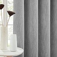 Vista 33 de Melodieux Elegantes cortinas opacas de algodón para oscurecer la habitación, para sala de estar, dormitorio, con aislamiento térmico, paneles