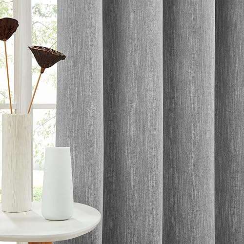 Miniatura 33 de Melodieux Elegantes cortinas opacas de algodón para oscurecer la habitación, para sala de estar, dormitorio, con aislamiento térmico, paneles de