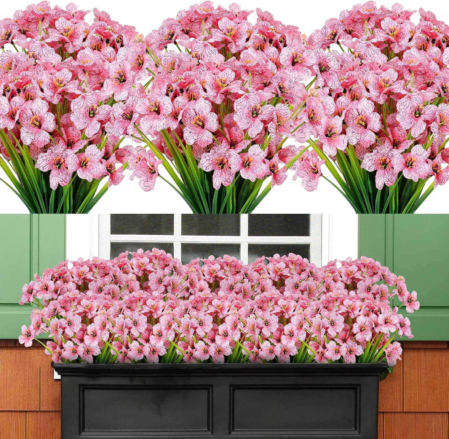 AmyHomie 20 Bundles Artificial Flowers for Outdoor Outside Spring Summer Decoration UV Resistant Faux Flowers No Fade Fake Plastic Plants Garden Porch Window Box Decorating (Pink) AmyHomie 20 Bundles Artificial Flowers for Outdoor Outside Spring Summer Decoration UV Resistant Faux Flowers No Fade Fake Plastic Plants Garden Porch Window Box Decorating (Pink)