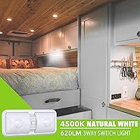 Vista 4 de Leisure LED - Paquete de 5 luces LED para techo con doble cúpula, interruptor de encendidoapagado para iluminación interior de coche, RV, remolque