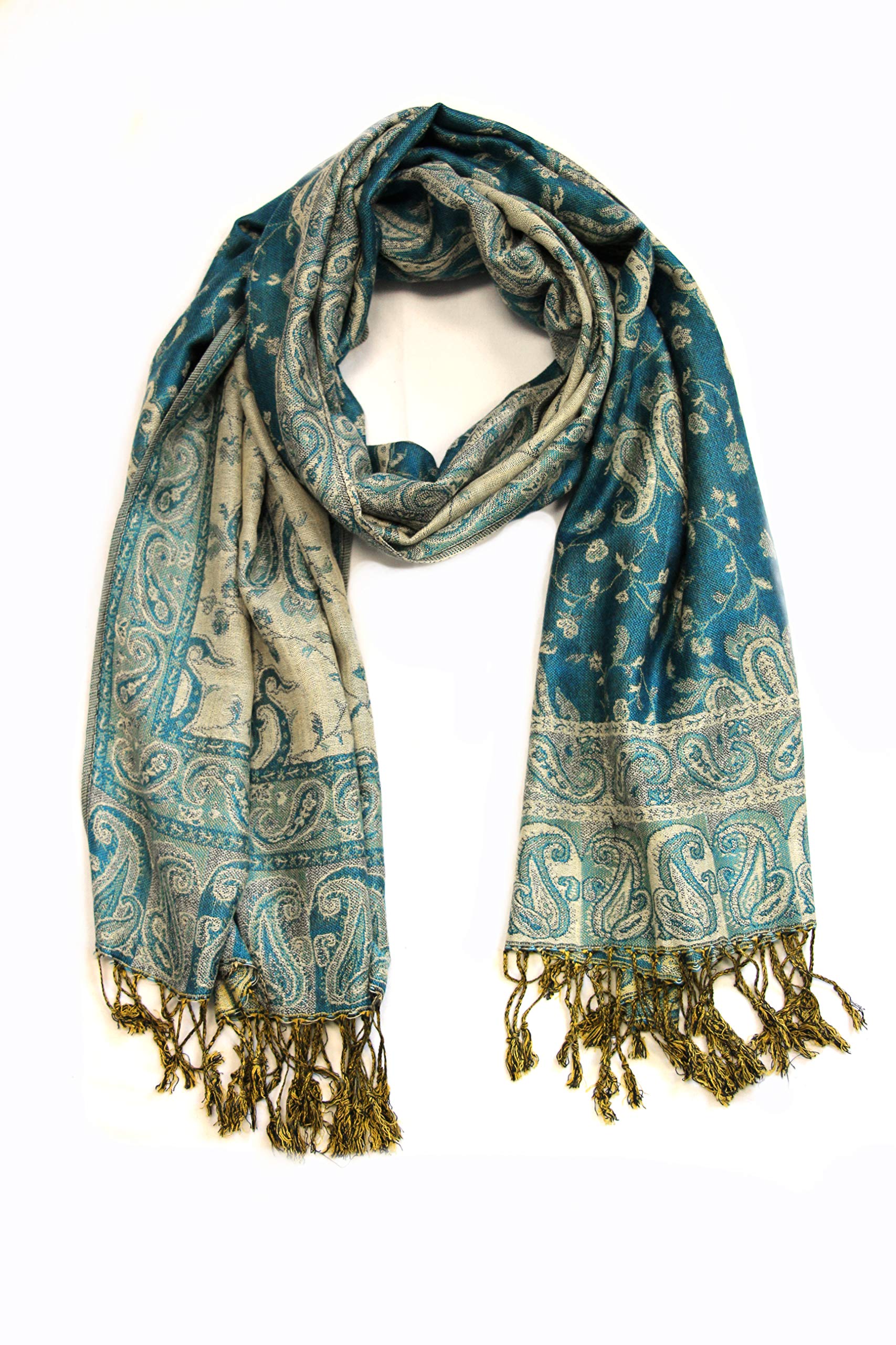 Sakkas 70" x 28" Zweischichtiger Jacquard Paisley Viskose Pashmina Schal/Stola - (20+ Rich Farben)