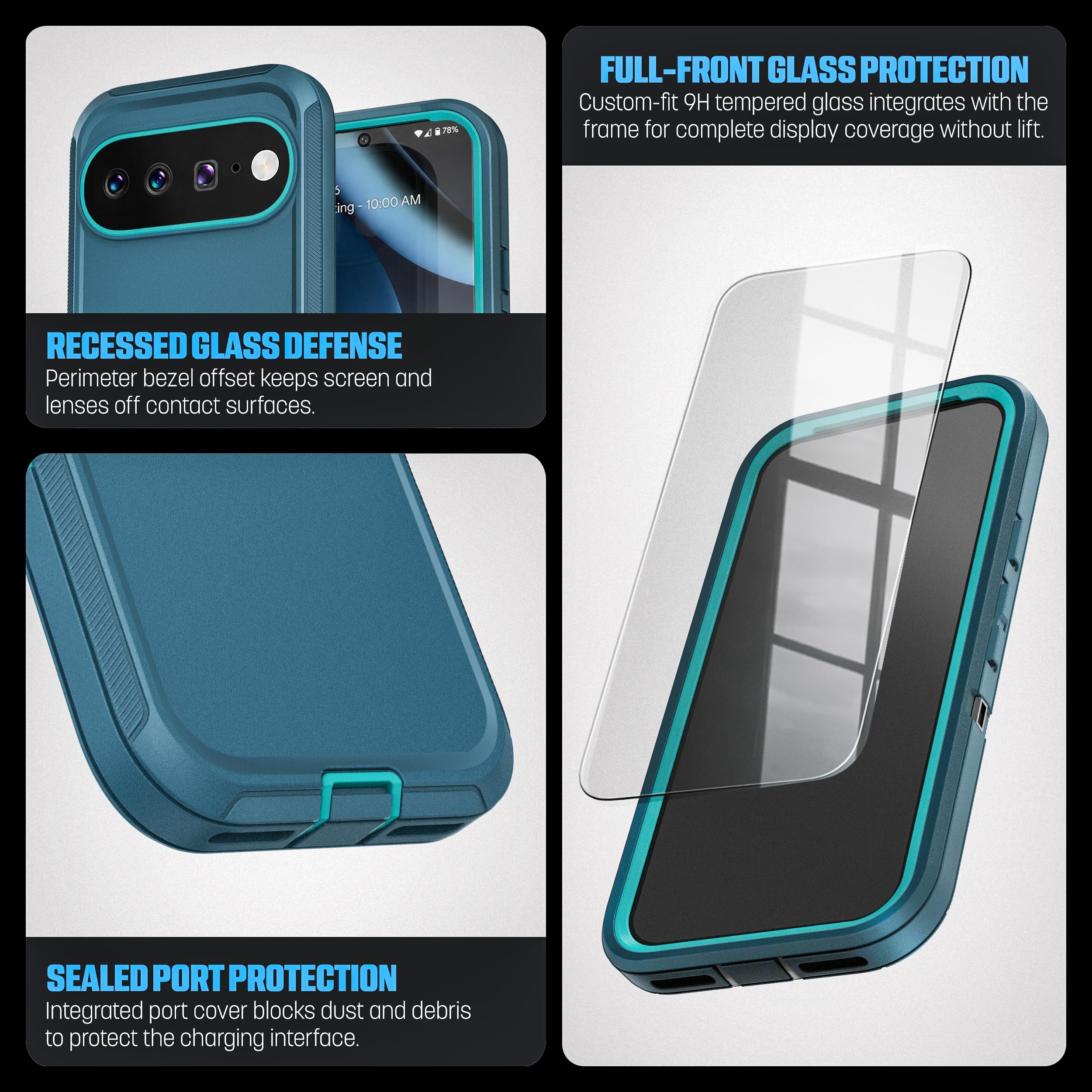Encased Custodia magnetica per Google Pixel 11 Pro XL con clip da cintura | Protezione a doppio strato • Pellicola protettiva in vetro temperato • Compatibile con PixelSnap • Blu