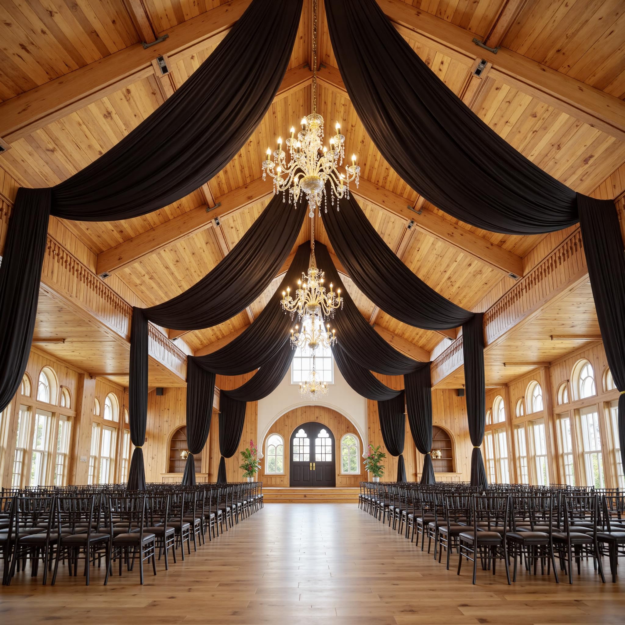 Photo 1 of Party Village 10 Panels 5ftx30ft Black Ceiling Drapes for Wedding Parties