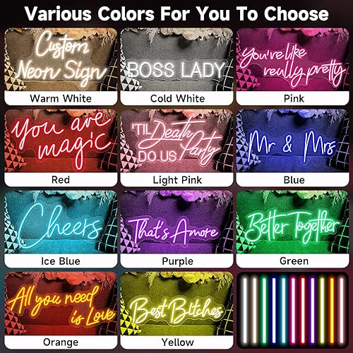 Miniatura 5 de Custom Neon Signs for Wall Decor, Neon Sign Customizable, Personalized LED Light Up Sign Customized Neon Name Signs for Wedding Reception Birthday