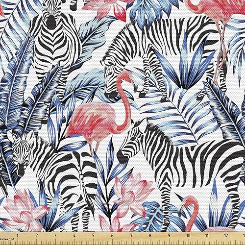 Miniatura 40 de Tela de panda Lunarable de The Yard, diseño de oso asiático con dibujos animados comiendo hojas y ramas, animal silvestre, tela decorativa para