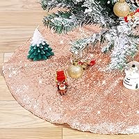 Vista 17 de Faldón para árbol de Navidad de 36 pulgadas, color blanco iridiscente, con lentejuelas, tapete pequeño para árbol de Navidad, decoración para fiesta