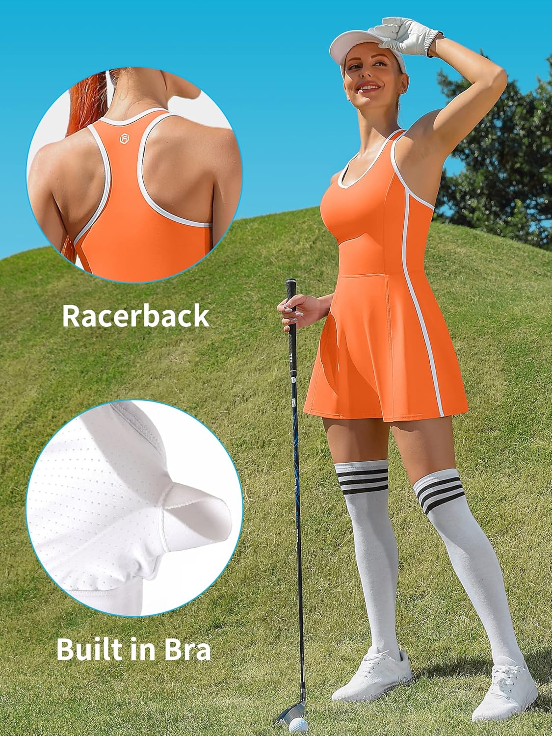 ATTRACO Women's Tennis Dress with Shorts Golf Dress Workout Adjustable Exercise Dress Activewear - Image 4