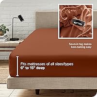 Vista 187 de Bare Home - Sábana bajera de microfibra 1800 muy suave y duradera, para colchones altos tamaño individual, color gris pardo