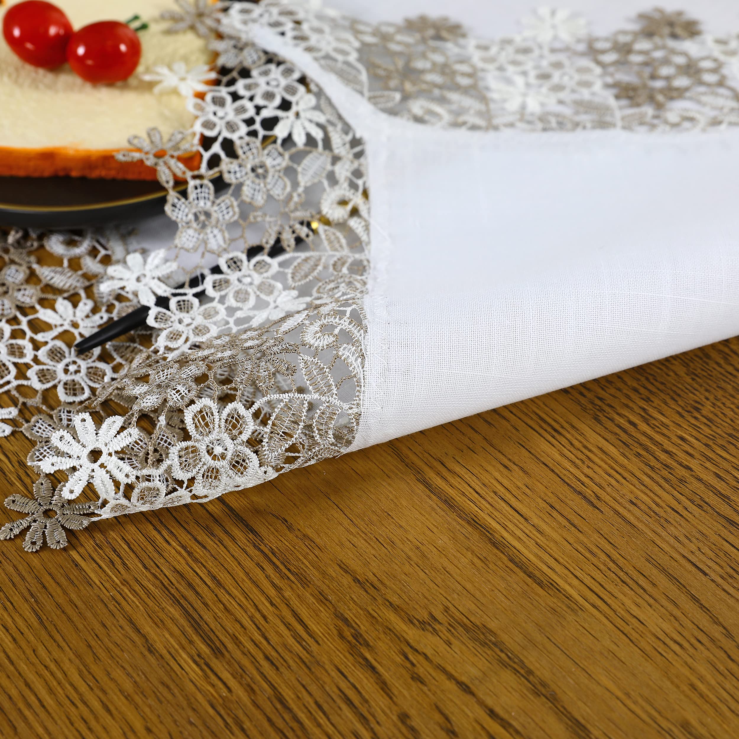 Amazon｜リネン テーブルクロス 60x120cm 長方形 刺繍 レース 柔らかく 