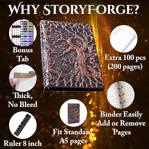 Miniatura 2 de DND - Carpeta recargable para cuaderno  Story Forge 400 páginas (200 hojas) con impresionante diseño de árbol de la vida en 3D, perfecto para