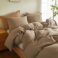 Vista 4 de SE SOFTEXLY Funda de Edredón de Muselina Tamaño Queen, Juego de Funda de Edredón de Algodón 100% Lavado, Funda de Edredón Ultra Suave Tipo Lino, 3