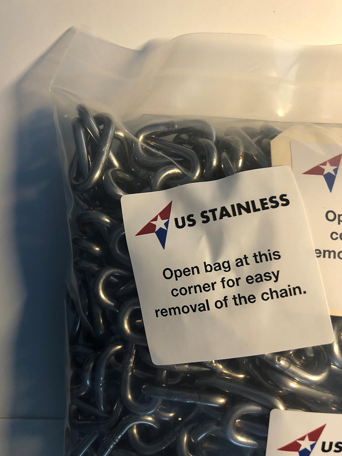 US Stainless Stainless Steel 316 Chain 5/32" (4mm) Medium Link Chain 50' in Poly Bag