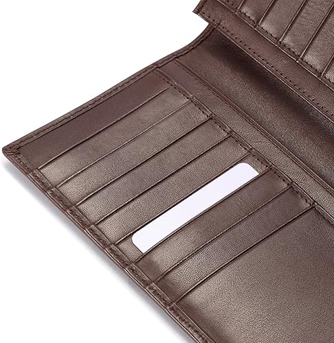 Miniatura 4 de HISCOW Cartera larga plegable con 15 ranuras para tarjetas de crédito, piel de becerro italiana, Café, Cartera plegable