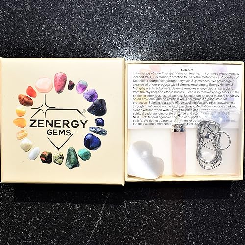 Miniatura 4 de Zenergy Gems - Dije perfecto con piedra preciosa natural cargada del Himalaya, cadena de plata de 20, corazón de carga de selenita incluido